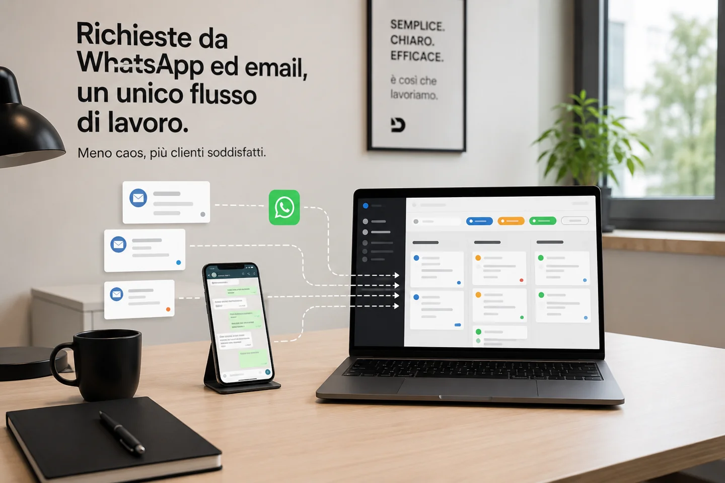 Illustrazione dell’articolo: Come automatizzare le richieste clienti via WhatsApp e email